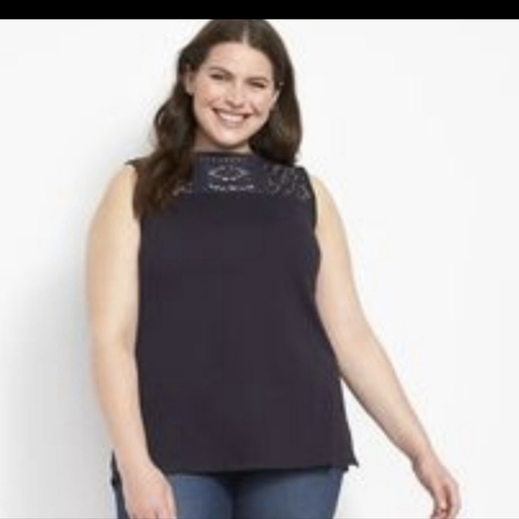 Embroidered blue cotton tank, Lane Bryant plus size 18/20 - Picture 3 of 16